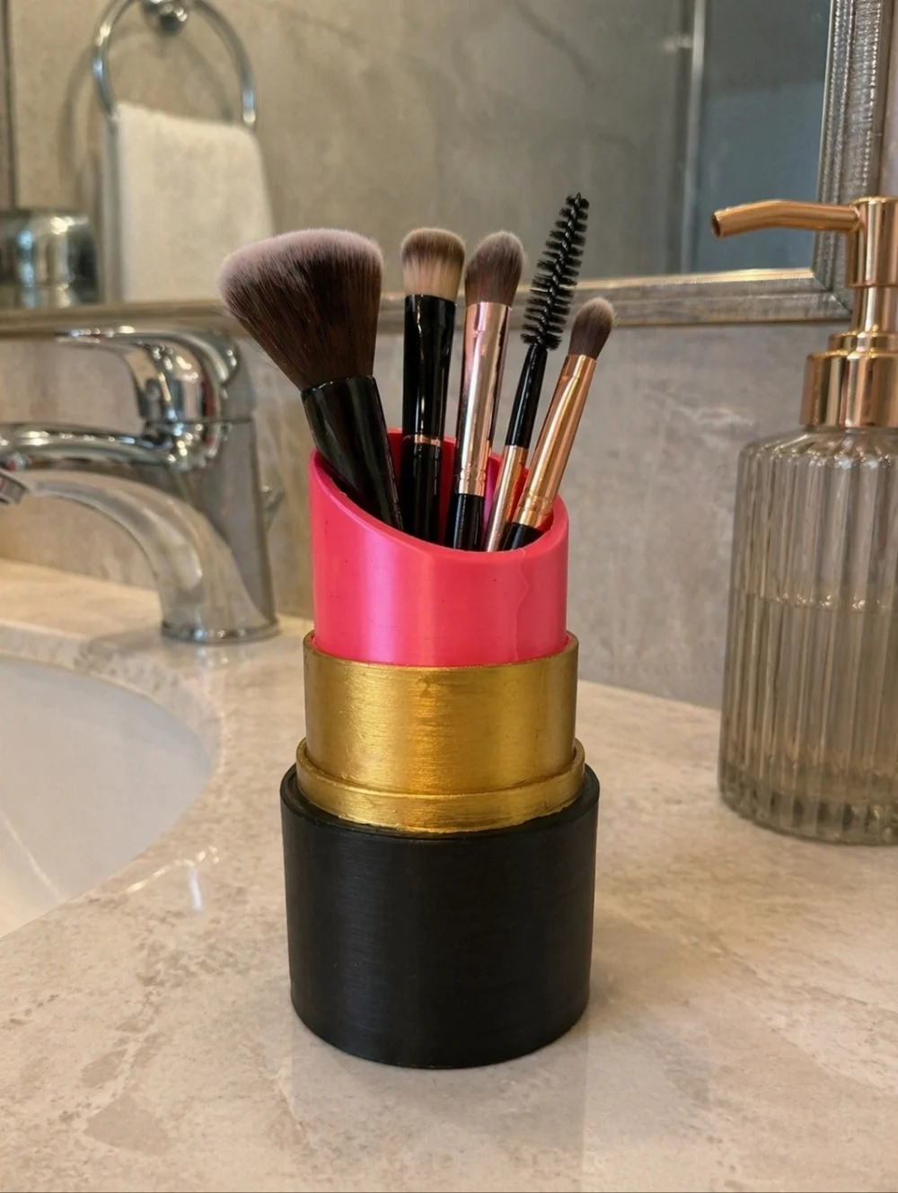 Lipstick Makeup Brush Holder Vanity Organizer Pen Cup Desk Decor Handmade